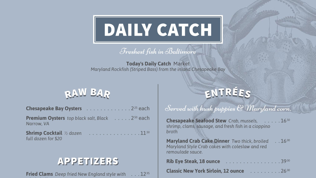 Daily Catch menu design