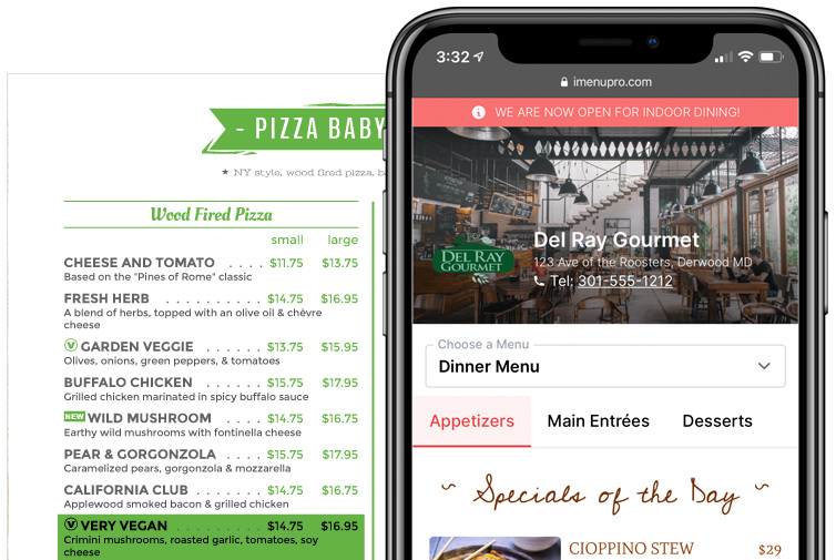 Printed Menu Maker Design and QR Menu