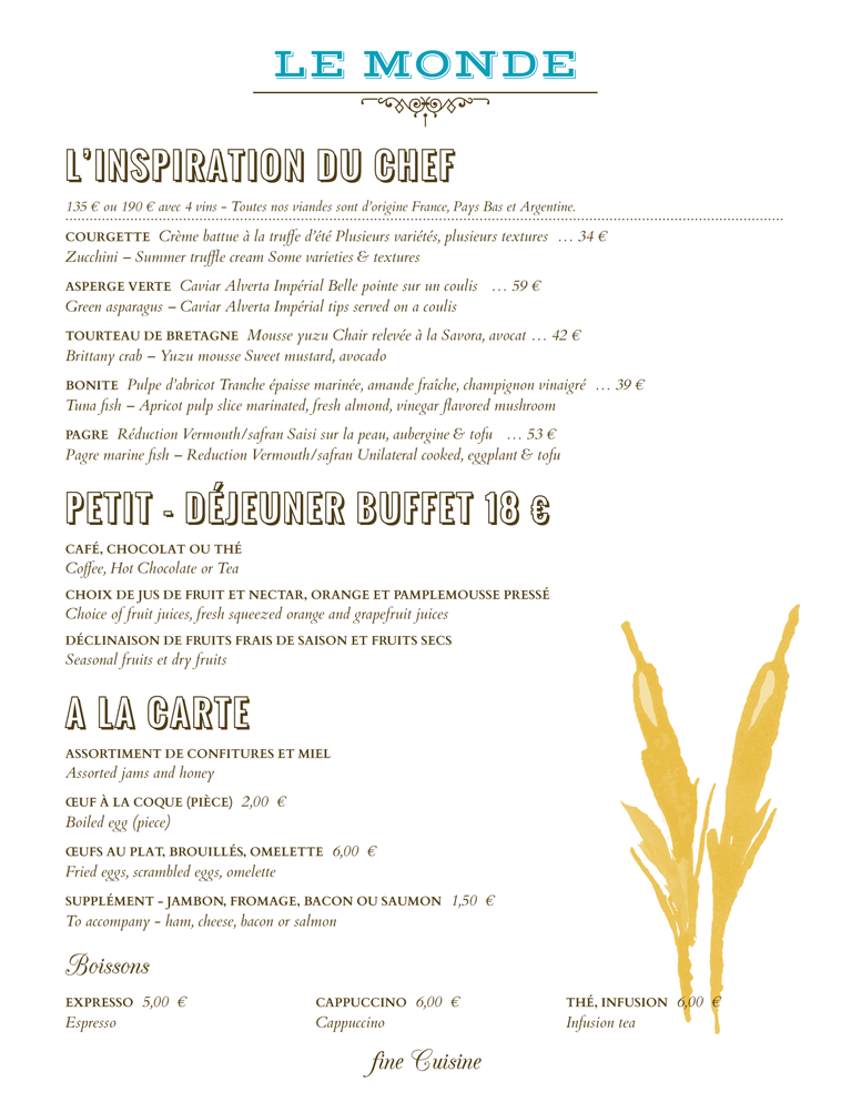 restaurant menu design le monde
