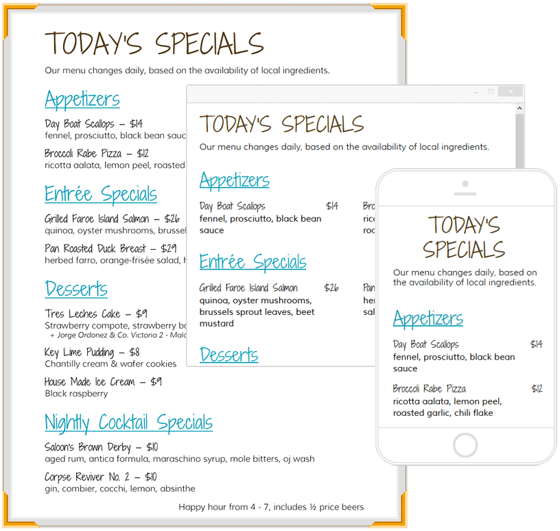 IMenuPro · Menu Design Samples And Templates From Menu Software